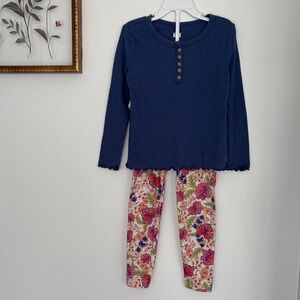 Old Navy Long Sleeve Top and Floral Leggings Set 5T